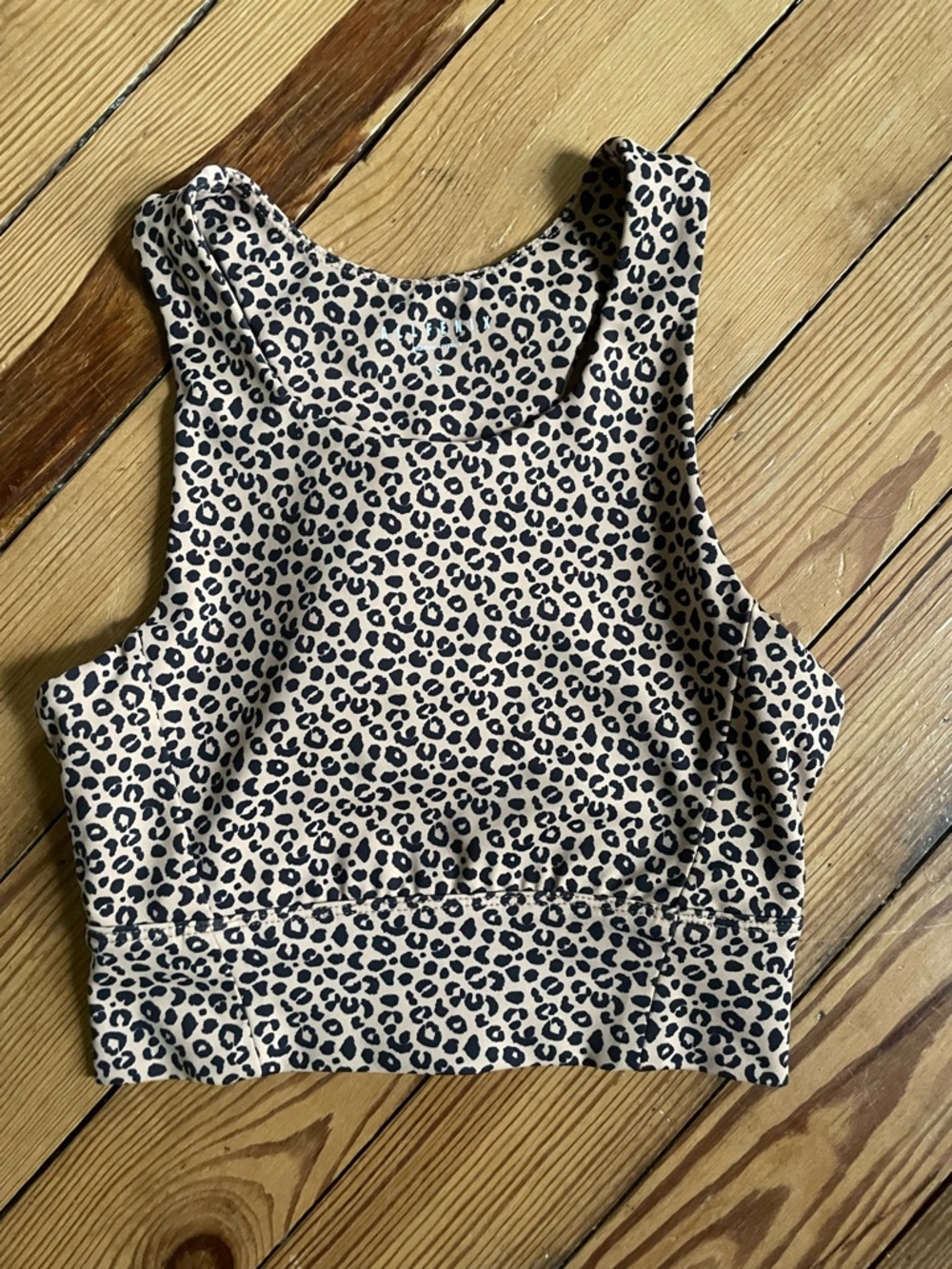 Leopard-Print Cropped Tank in Nude/Black
